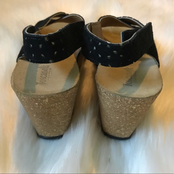 Toscanella Black Strappy Wedges Sz 6.5 - Picture 6 of 8